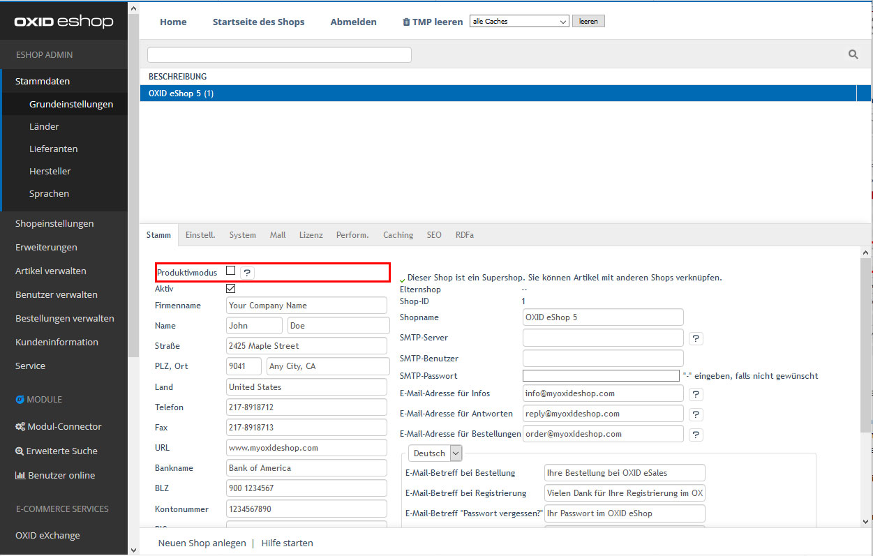 Adminbereich -> Stammdaten -> Grundeinstellungen -> Haken bei Produktivmodus entfernen